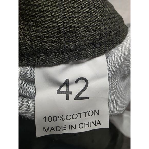 Men's Cargo Pants Size 42 Green Grid Textured Utility Combat Multi-Pocket Cotton - Picture 6 of 6